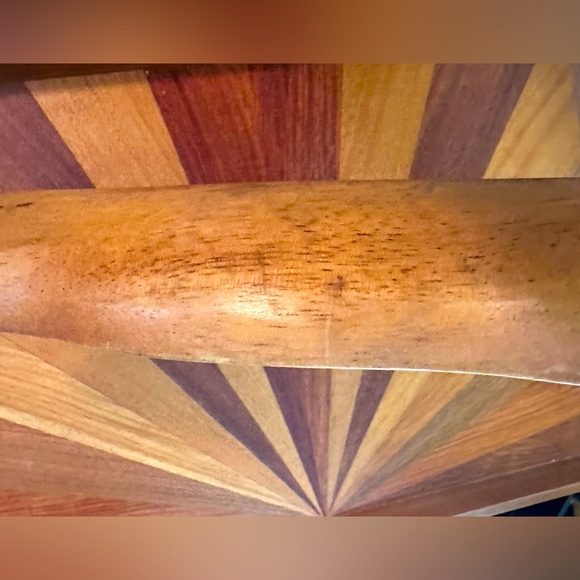 Vintage MCM Napco Monkeypod wood bowl/tray w Mother of Pearl bowl compartment - Picture 4 of 6